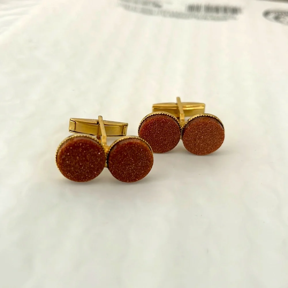 Goldstone venturina twin cuff links